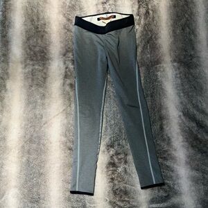 Gray fleece lined Leggings with Black Trim